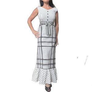 Charming Vintage Black and White Polka Dot Womens Dress